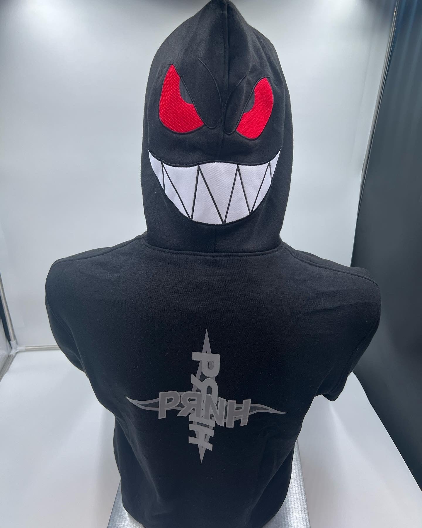 PRNH Pullover Fleece x “Crimson”- Bones Embroidery Patch w/ Piranha hood***SOLD OUT**