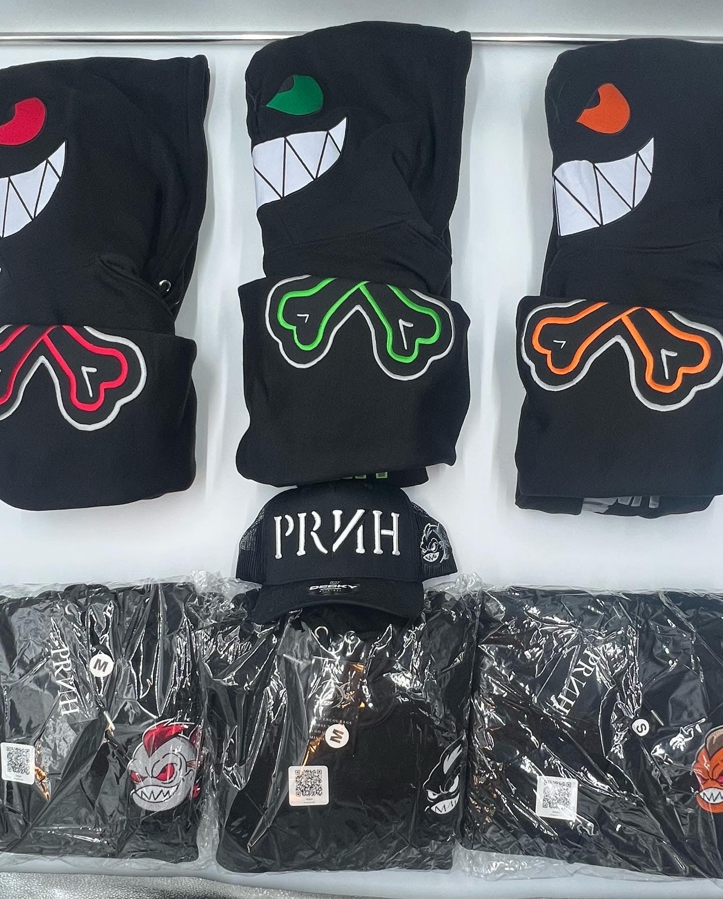 PRNH Pullover Fleece x “Rust” - Bones Embroidery Patch w/ Piranha hood****SOLD OUT***